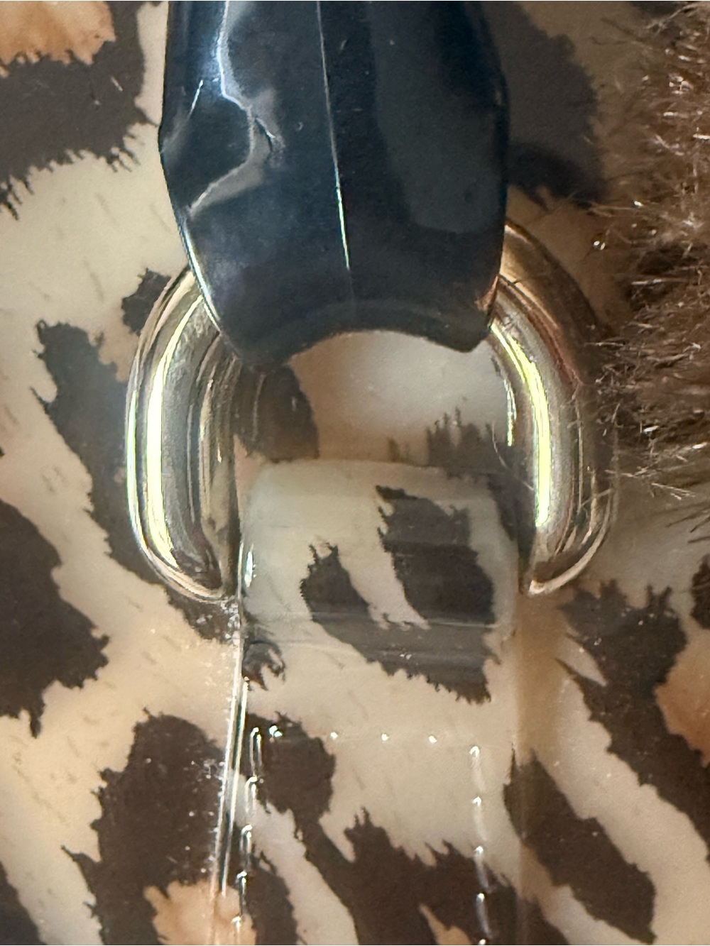 Furla Leopard-Print Dome Satchel with Black Trim and Pom-Authentic!! - Picture 8 of 11